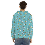 Little Bee Pattern Print Men's Velvet Pullover Hoodie