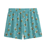 Little Bee Pattern Print Mesh Shorts