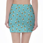 Little Bee Pattern Print Pencil Mini Skirt