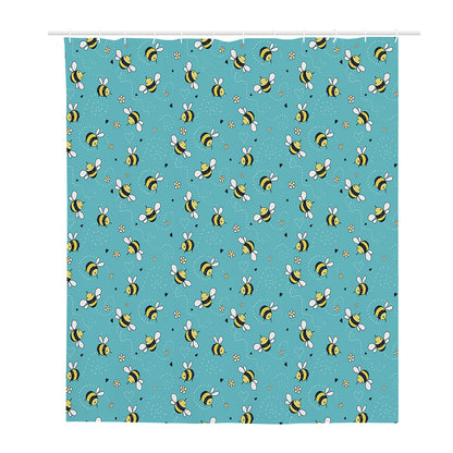 Little Bee Pattern Print Polyester Shower Curtain