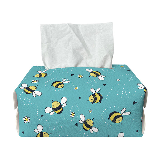 Little Bee Pattern Print Rectangle Tissue Box Cover