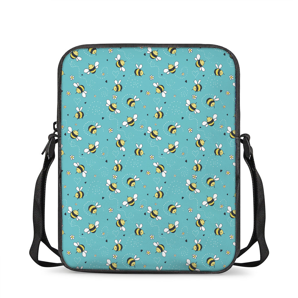 Little Bee Pattern Print Rectangular Crossbody Bag