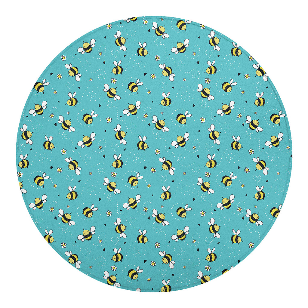 Little Bee Pattern Print Round Blanket
