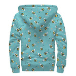 Little Bee Pattern Print Sherpa Lined Zip Up Hoodie