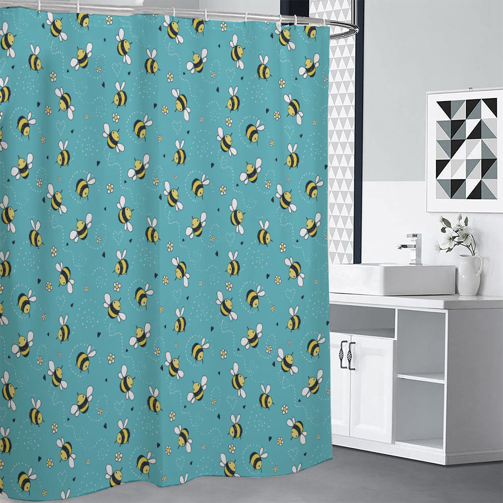 Little Bee Pattern Print Shower Curtain
