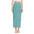 Little Bee Pattern Print Side Slit Maxi Skirt