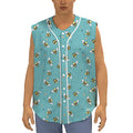 Little Bee Pattern Print Sleeveless Baseball Jersey