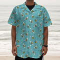 Little Bee Pattern Print Textured Short Sleeve Shirt