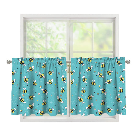 Little Bee Pattern Print Tier Curtains