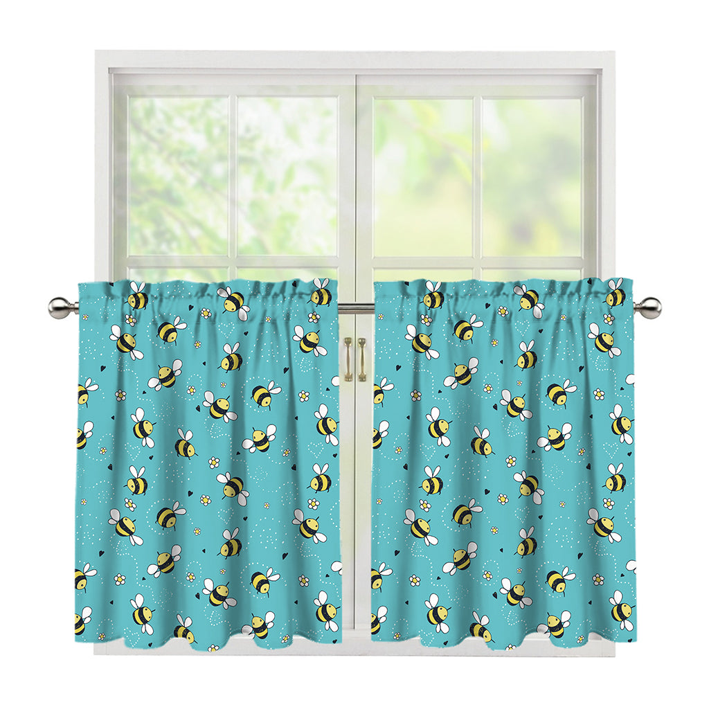 Little Bee Pattern Print Tier Curtains