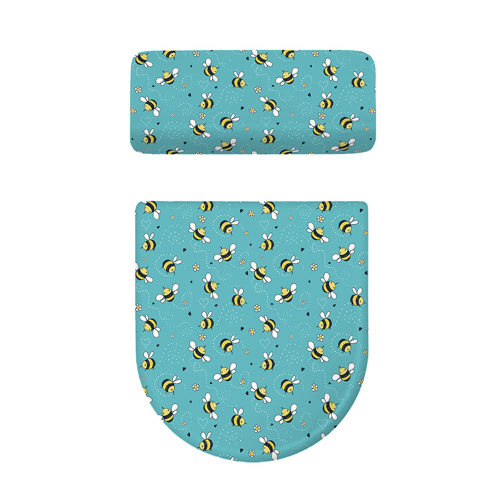 Little Bee Pattern Print Toilet Lid And Tank Cover Set
