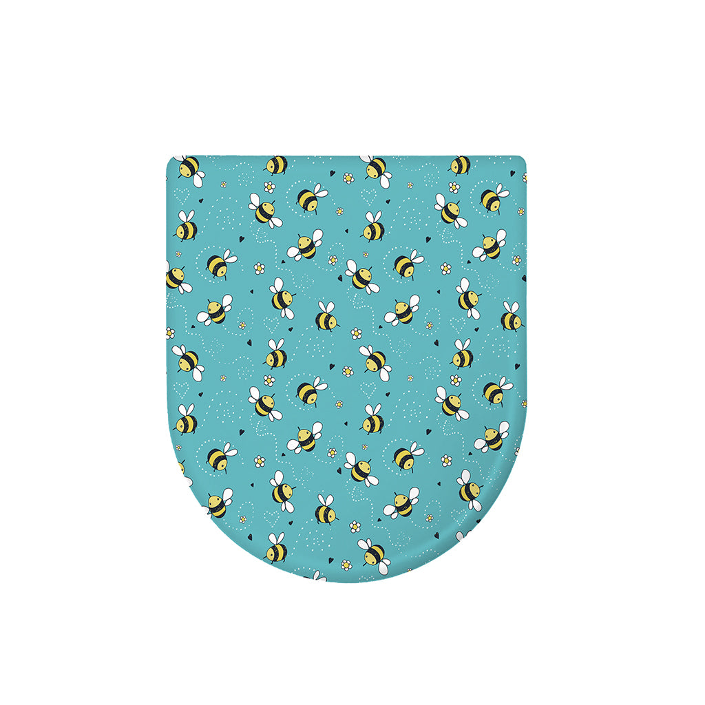 Little Bee Pattern Print Toilet Lid Cover