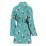 Little Bee Pattern Print Women's Bathrobe