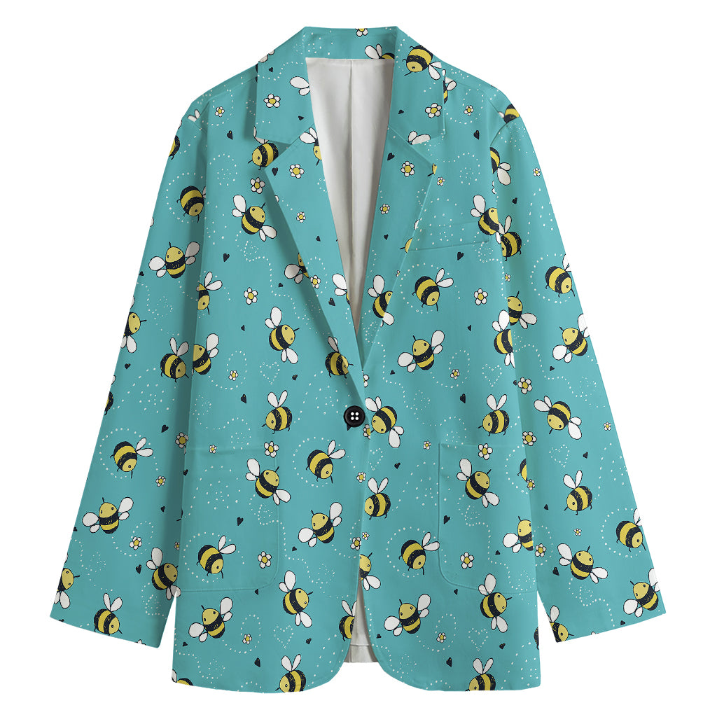 Little Bee Pattern Print Women's Blazer