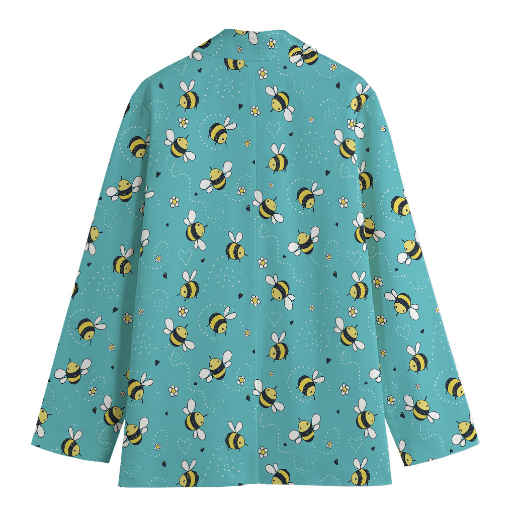 Little Bee Pattern Print Women's Blazer