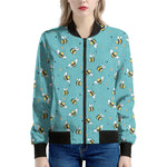 Little Bee Pattern Print Women's Bomber Jacket