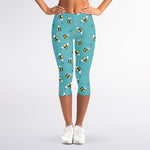 Little Bee Pattern Print Women's Capri Leggings