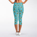 Little Bee Pattern Print Women's Capri Leggings