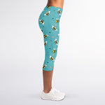Little Bee Pattern Print Women's Capri Leggings