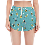 Little Bee Pattern Print Women's Split Running Shorts