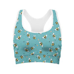 Little Bee Pattern Print Women's Sports Bra