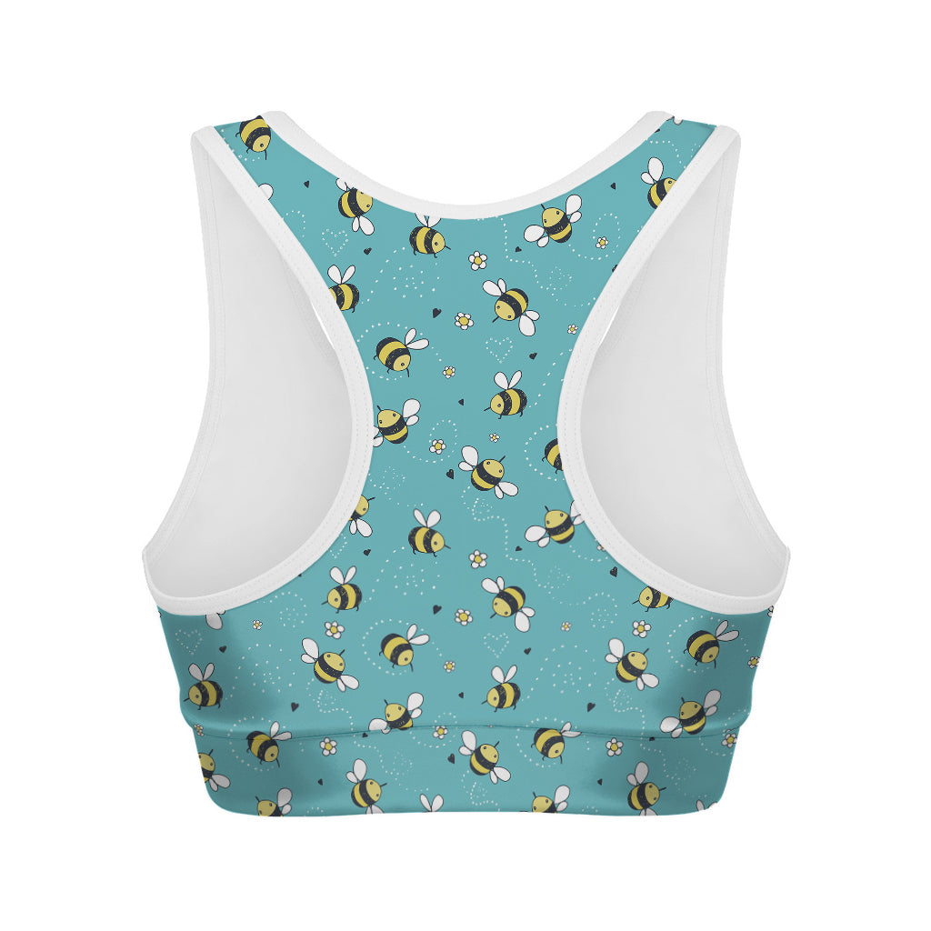 Little Bee Pattern Print Women's Sports Bra
