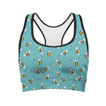 Little Bee Pattern Print Women's Sports Bra