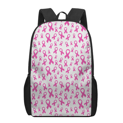 Little Breast Cancer Ribbon Print 17 Inch Backpack