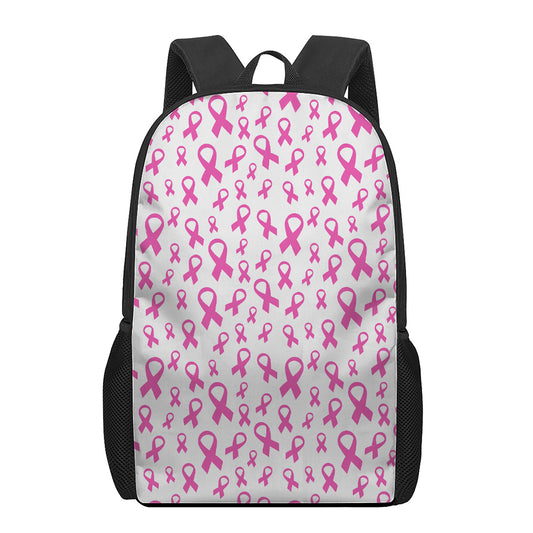 Little Breast Cancer Ribbon Print 17 Inch Backpack