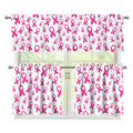 Little Breast Cancer Ribbon Print 3 Piece Kitchen Curtains
