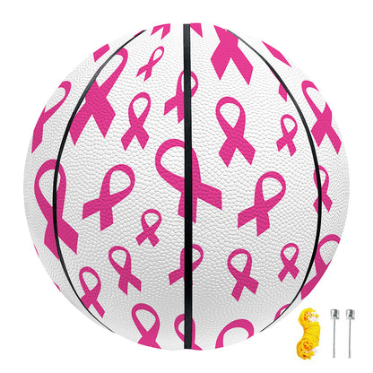 Little Breast Cancer Ribbon Print Basketball