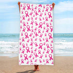 Little Breast Cancer Ribbon Print Beach Towel