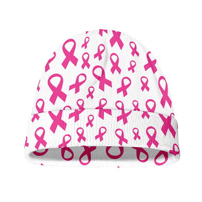 Little Breast Cancer Ribbon Print Beanie