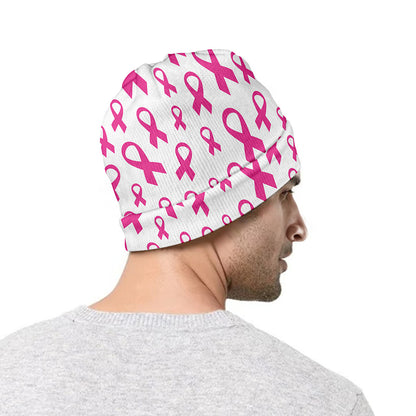 Little Breast Cancer Ribbon Print Beanie