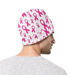 Little Breast Cancer Ribbon Print Beanie