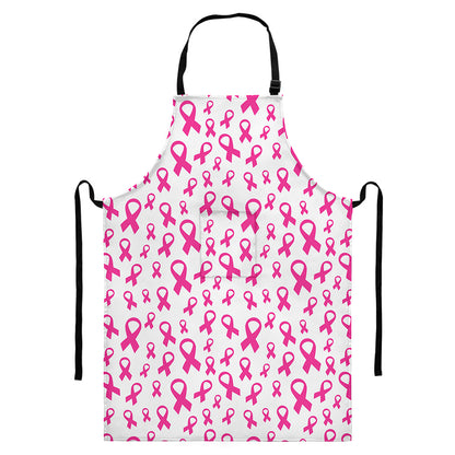 Little Breast Cancer Ribbon Print Bib Apron With Pocket