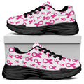 Little Breast Cancer Ribbon Print Black Chunky Shoes