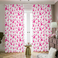 Little Breast Cancer Ribbon Print Dimout Pencil Pleat Curtains