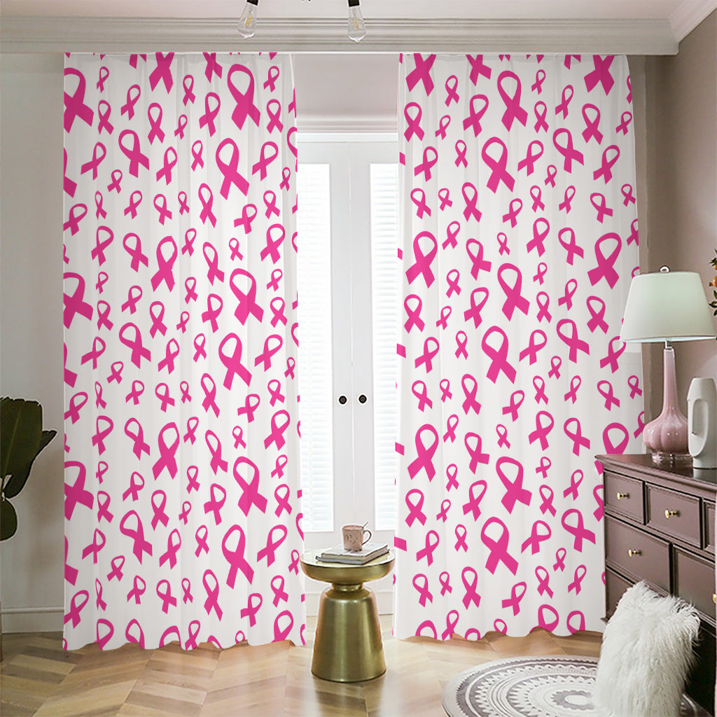 Little Breast Cancer Ribbon Print Blackout Pencil Pleat Curtains