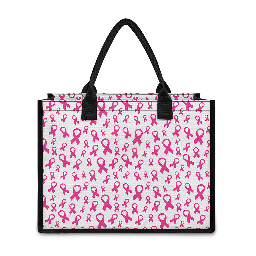 Little Breast Cancer Ribbon Print Canvas Tote Bag