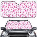 Little Breast Cancer Ribbon Print Car Windshield Sun Shade