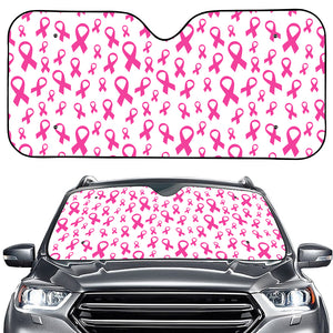 Little Breast Cancer Ribbon Print Car Windshield Sun Shade