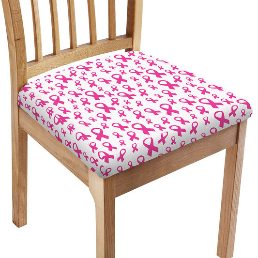 Little Breast Cancer Ribbon Print Chair Cushion Cover