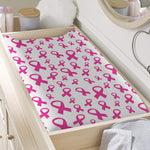 Little Breast Cancer Ribbon Print Changing Pad Cover