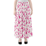 Little Breast Cancer Ribbon Print Chiffon Maxi Skirt