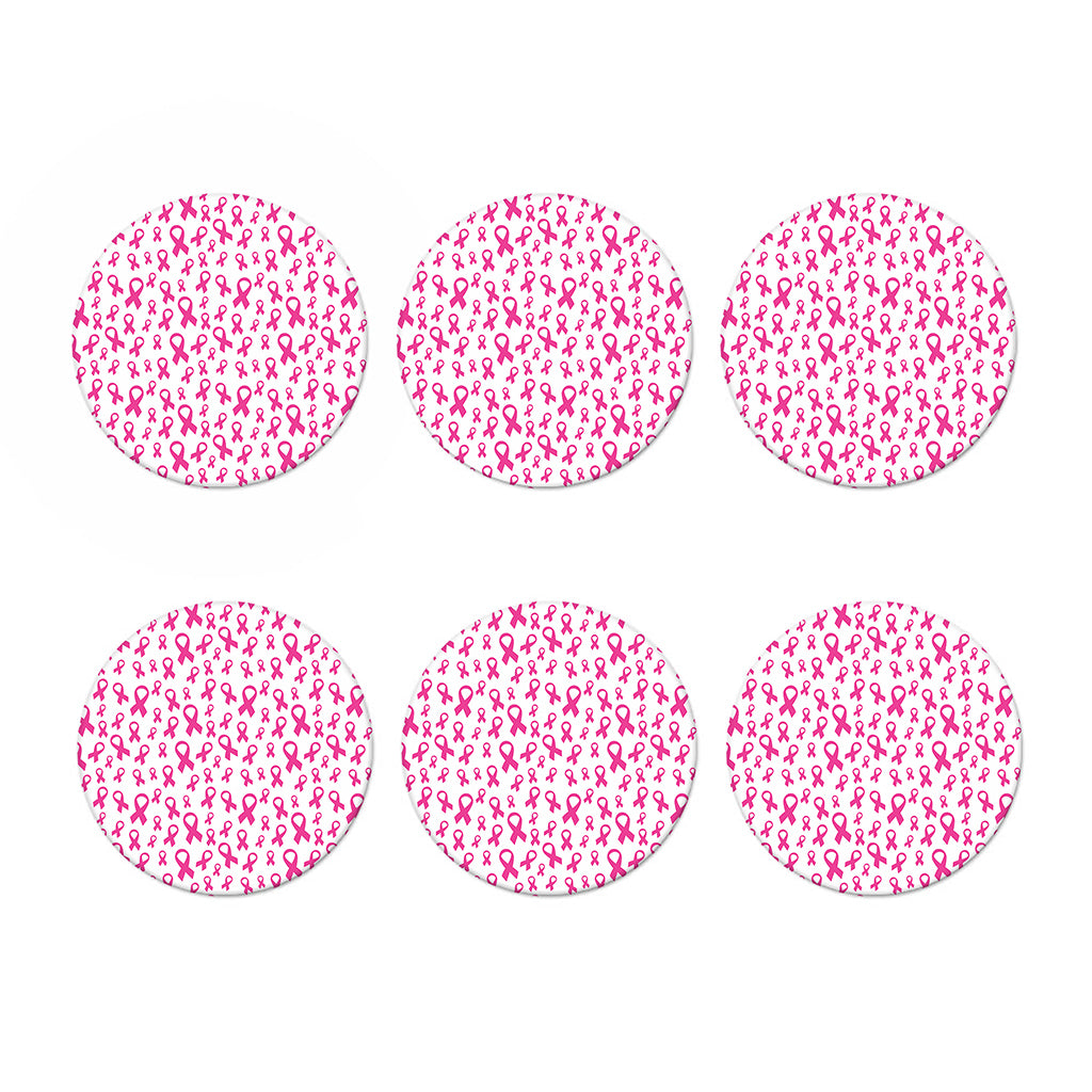 Little Breast Cancer Ribbon Print Coaster Set