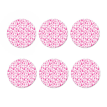 Little Breast Cancer Ribbon Print Coaster Set