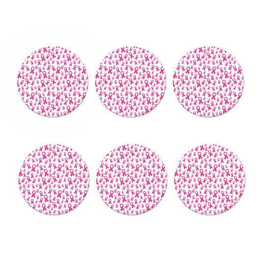 Little Breast Cancer Ribbon Print Coaster Set