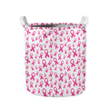 Little Breast Cancer Ribbon Print Collapsible Laundry Basket