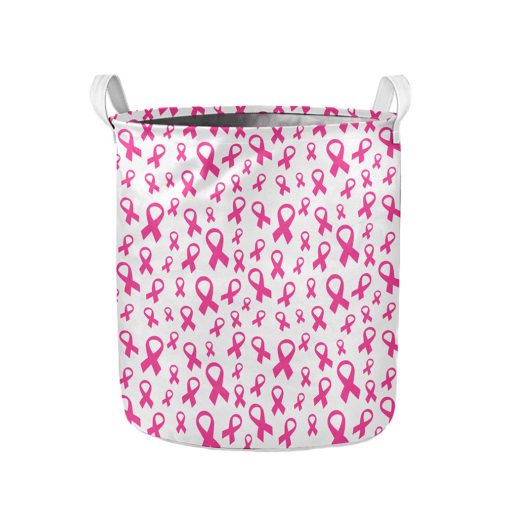 Little Breast Cancer Ribbon Print Collapsible Laundry Basket